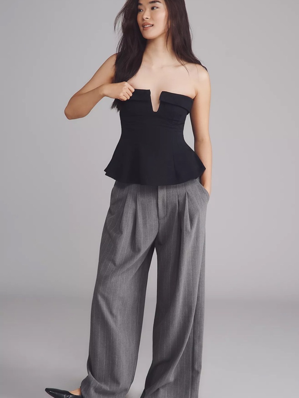 Anthropology by Maeve Black Strapless Plunge Top